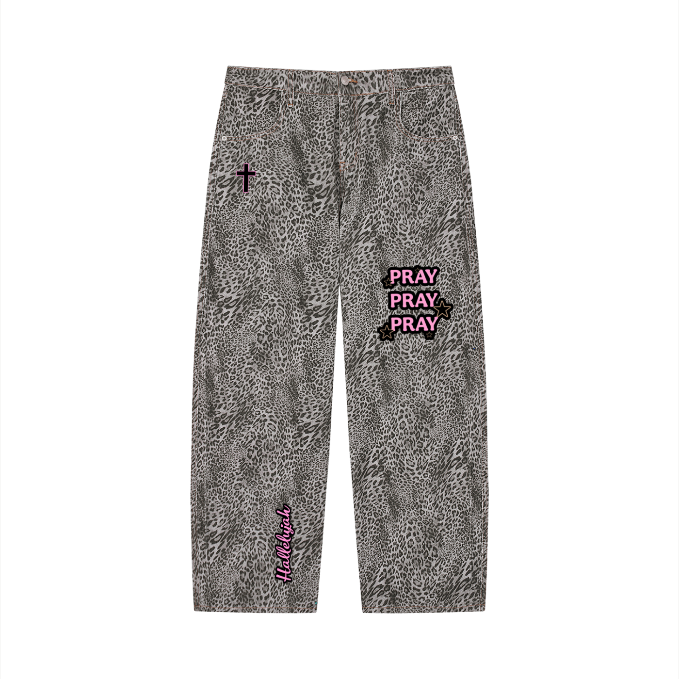 Leopard Wide Leg Jeans